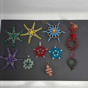 Colorful Lot of 11 Handmade Beaded Ornaments